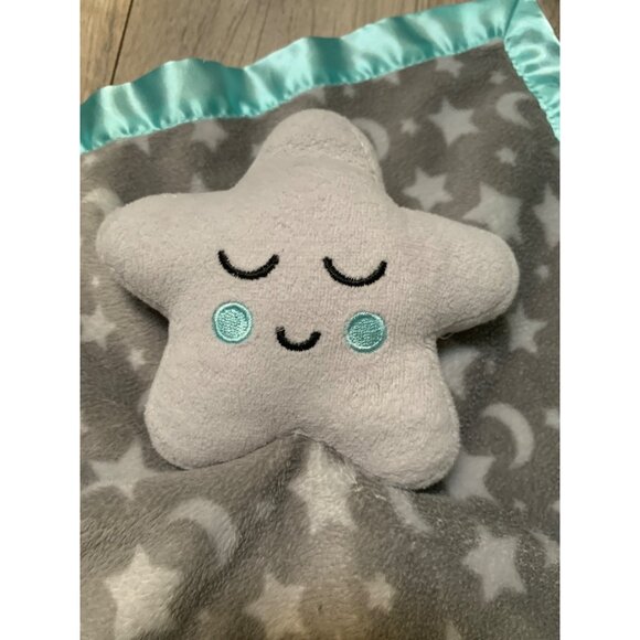 Parents Choice Star Lovey Security Blanket Teal Green White - Picture 2 of 5